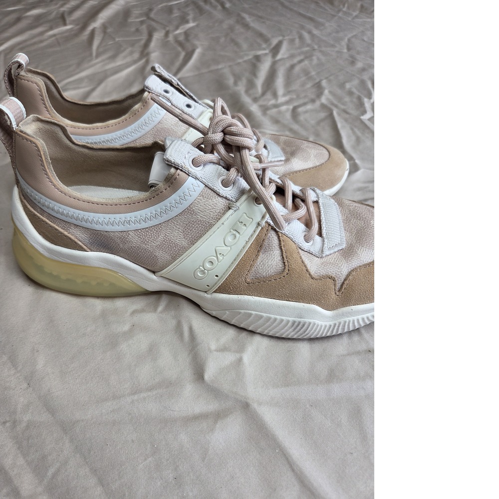 Women's Coach Citysole Sneaker White Tan Suede Leather Size 8.5 - Picture 2 of 15